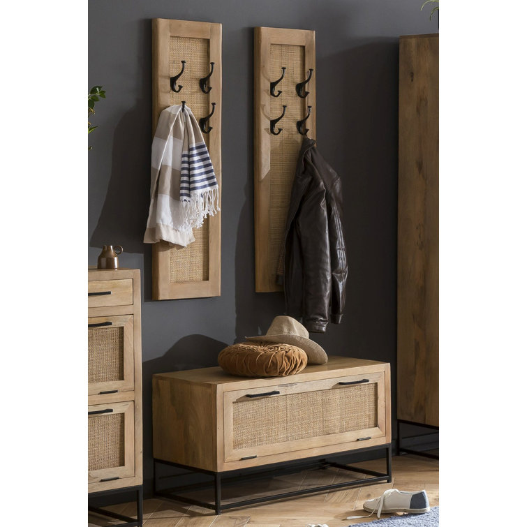 Bay Isle Home Holmen Mango Solid Wood Hall Tree with Shoe Storage